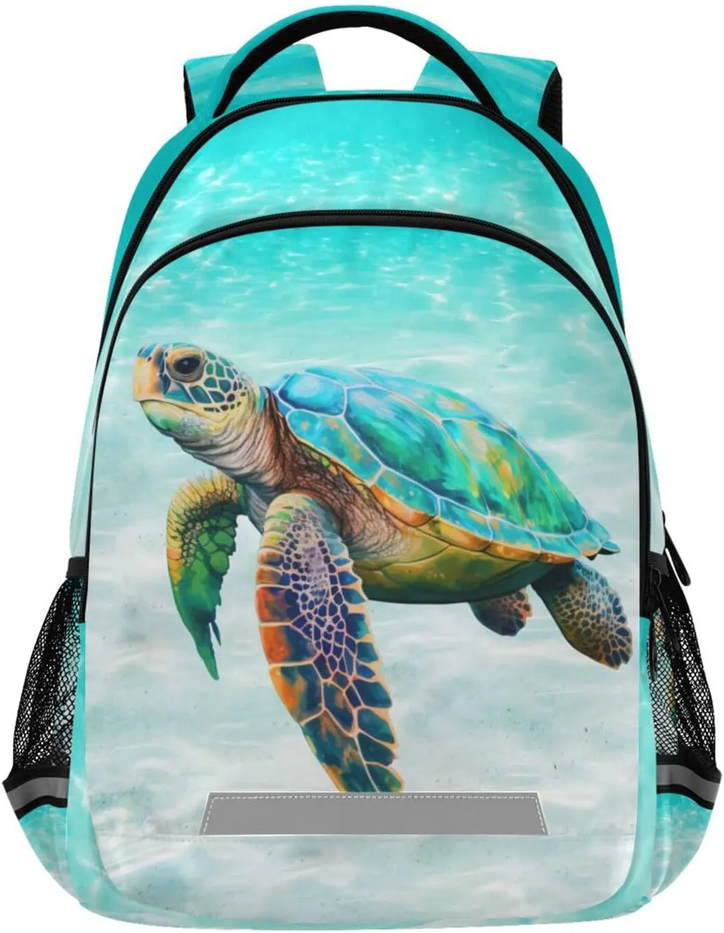 Sea Turtle Teal Backpack for Boys Girls Elementary School Bag Kids Bookbag Travel Rucksack