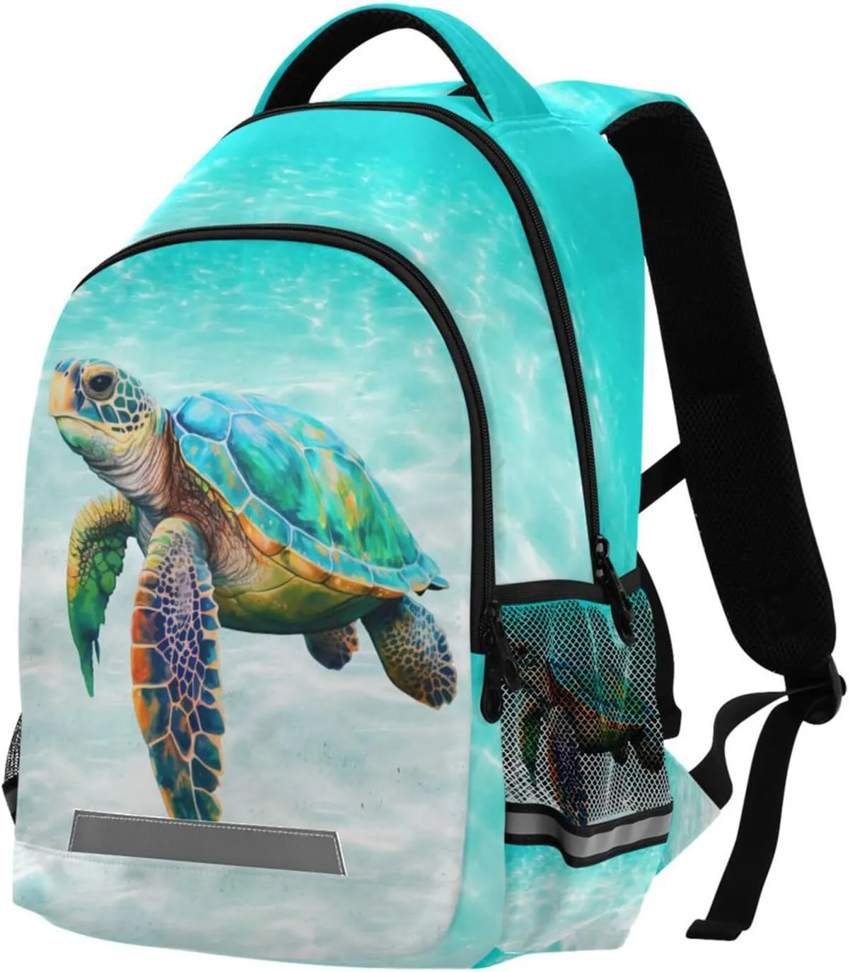 Sea Turtle Teal Backpack for Boys Girls Elementary School Bag Kids Bookbag Travel Rucksack