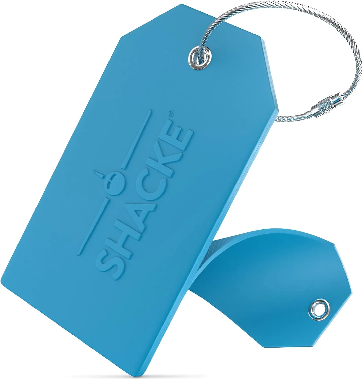 Shacke Large Luggage Tags (2pcs) with Privacy Cover and Steel Loops (Aqua Teal)