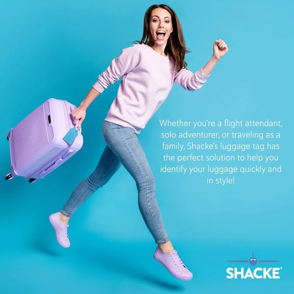 Shacke Large Luggage Tags (2pcs) with Privacy Cover and Steel Loops (Aqua Teal)