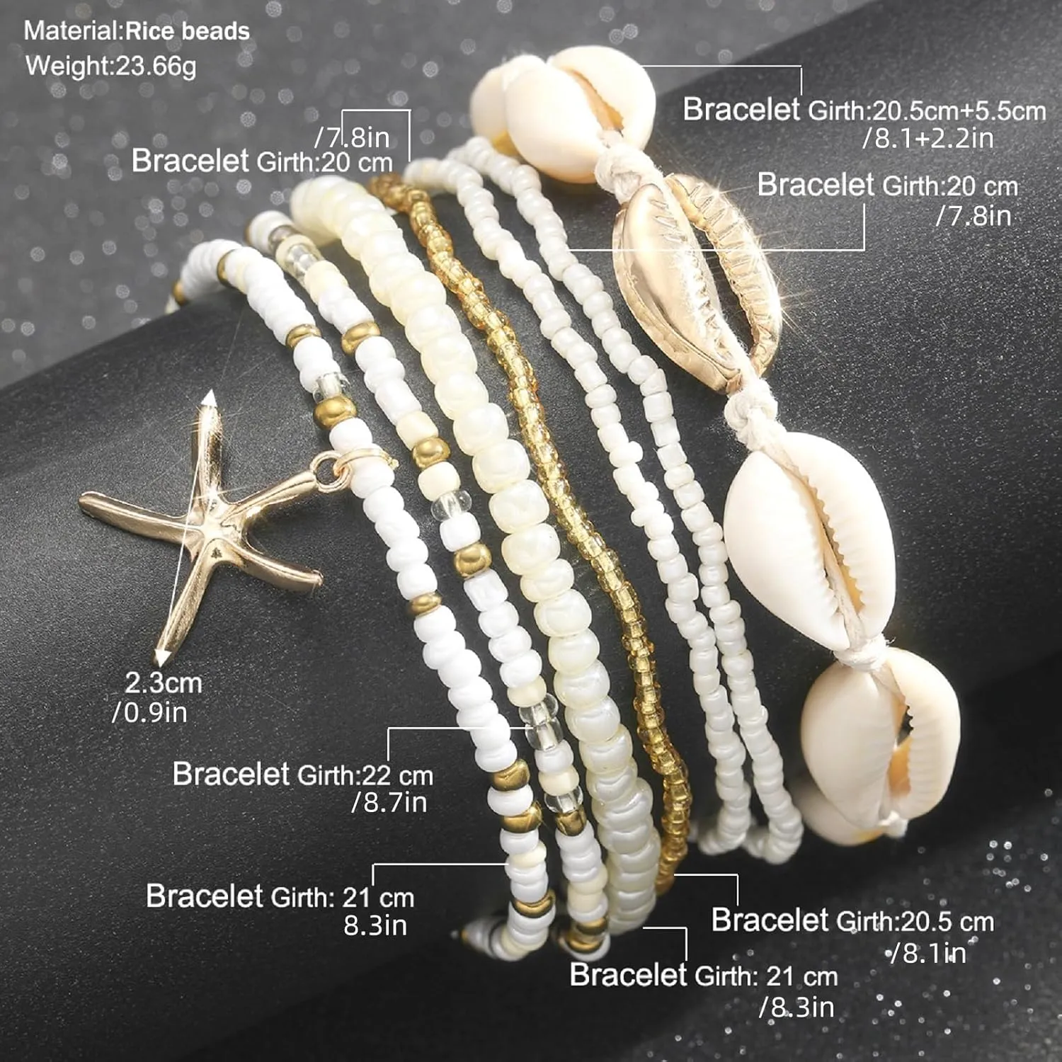 Shell Ankle Bracelets for Women Boho Gold Pearl Starfish Necklace Adjustable Beaded Puka Shell Anklet Hawaiian Summer Beach Jewelry