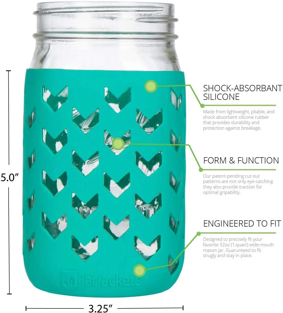 Silicone Mason Jar Sleeve - Fits 32oz (1 quart) REGULAR or WIDE-Mouth Jars  (1, Lagoon)