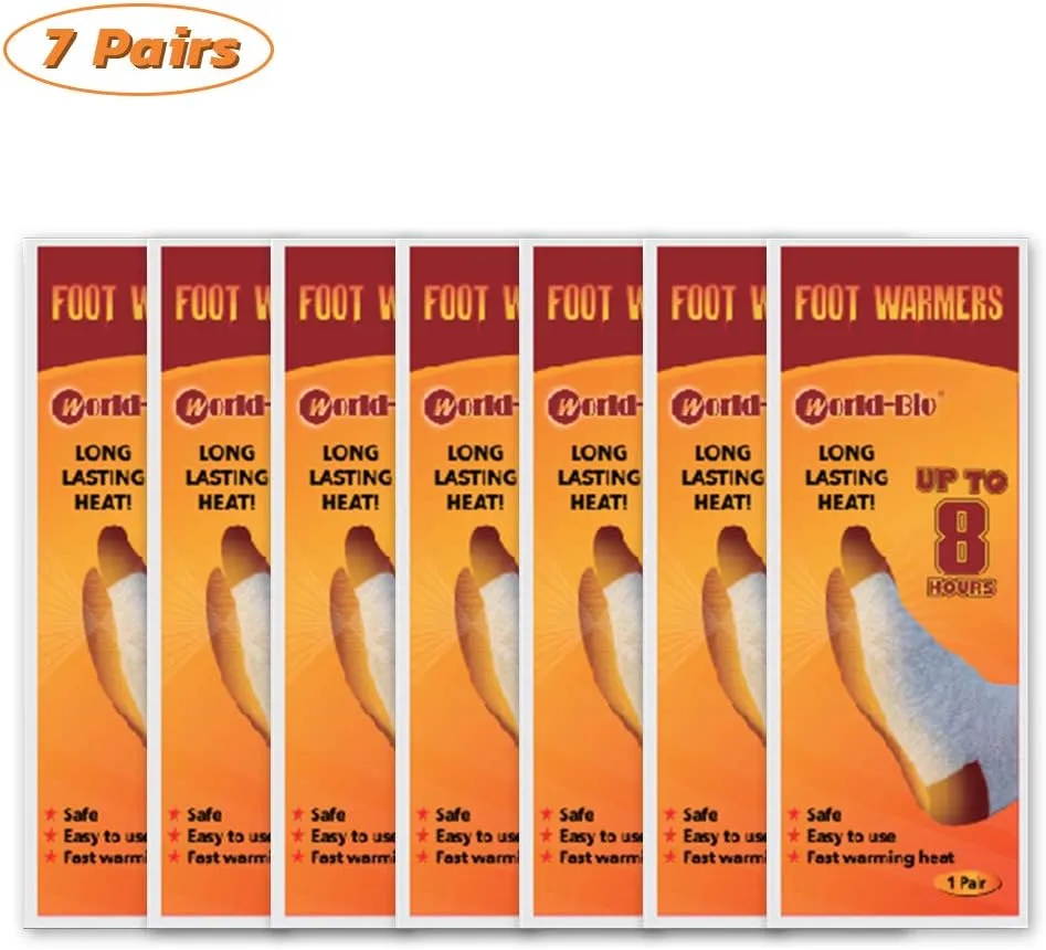 WORLD-BIO Disposable Insole Foot Warmers 7/10/16/40 Pairs Value Pack, Provide 12 Plus Hour Heating, Long Lasting Safe Natural Odorless Air Activated Warmer for Toe Hand Body, Hot Foot Warmers for Kids