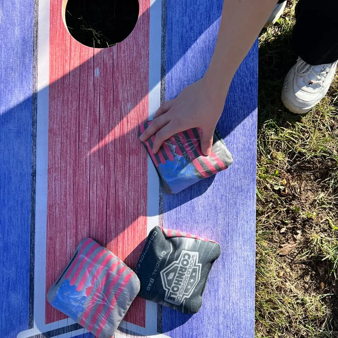 World Series of Cornhole Official Bags - Professional Corn Hole Bags - Dual Sided Bean Bags Pack of 4 - Fabrics Speeds (Front 2, Back 9) - Cornhole
