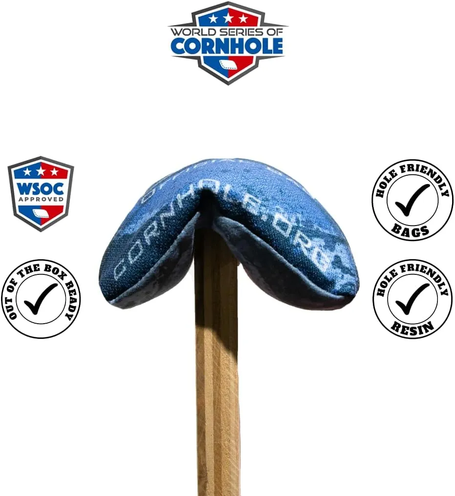 World Series of Cornhole Official Bags - Professional Corn Hole Bags - Dual Sided Bean Bags Pack of 4 - Fabrics Speeds (Front 2, Back 9) - Cornhole