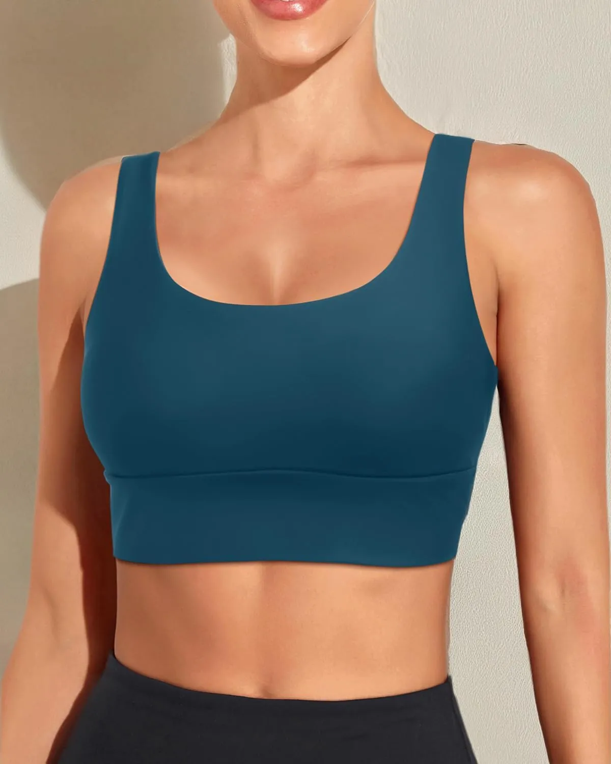 Yonique Women Sports Bra Bikini Top Swim Bra Athletic Swim Top Scoop Neck Bathing Suit